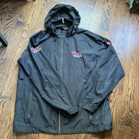 CX2 Men's Full Zip Hooded Jacket Blac Small MGI CONSTRUCTION Logo - Picture 1 of 5